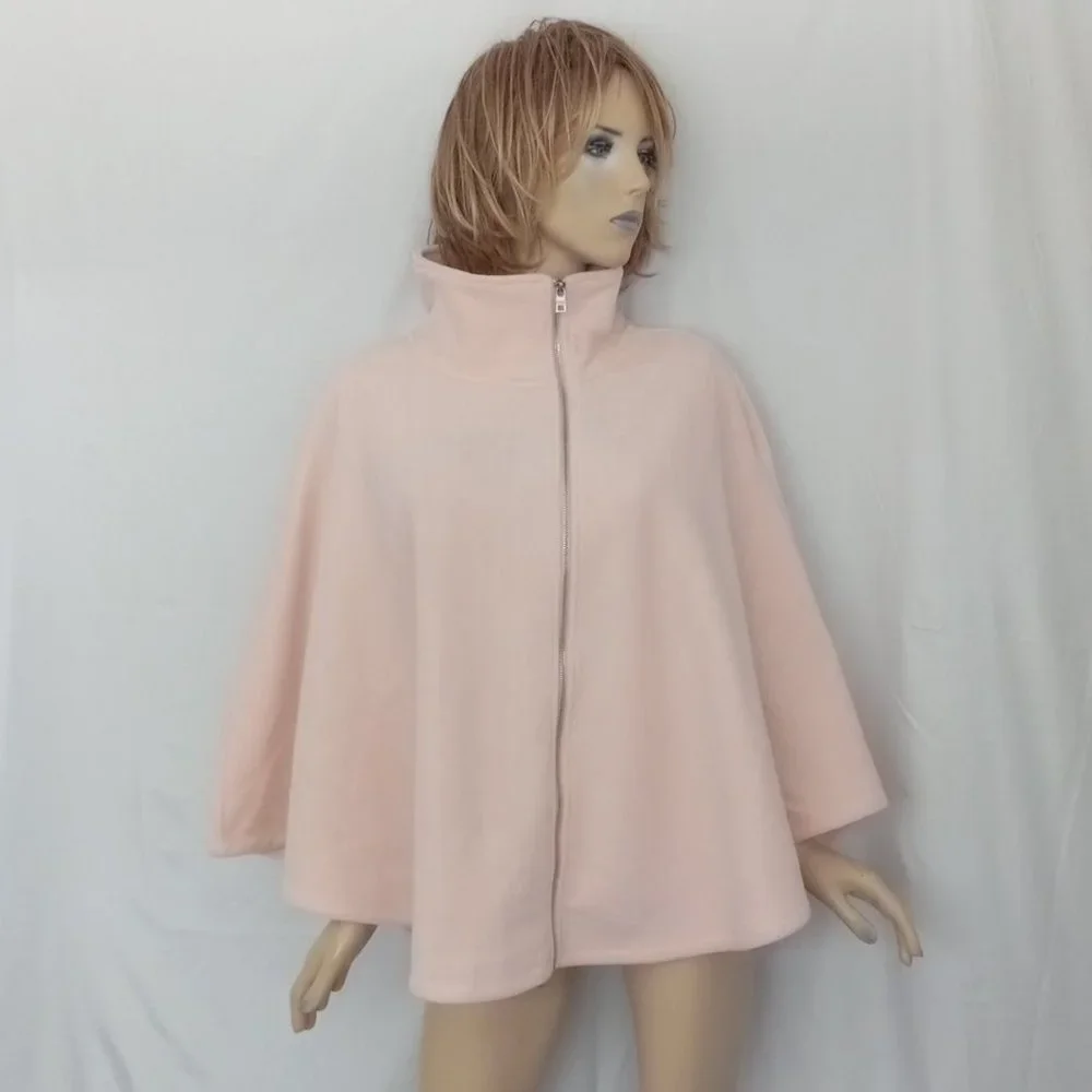 NWT $89 MARC NEW YORK Pink Full Front Zip Poncho Cape Sz M WARM! - Picture 4 of 9